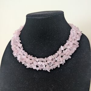 Vintage Pink Rose Quartz Beaded Necklace